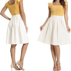 White A-Line Pleated Skirt